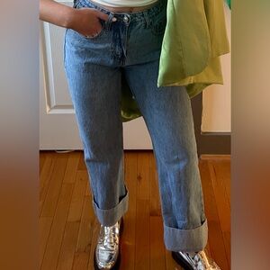 Princess Polly Light Blue Straight Leg Jeans